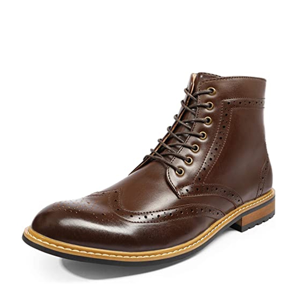 Men's Classic Wingtip Zipper Ankle Boots - DARK BROWN -  0